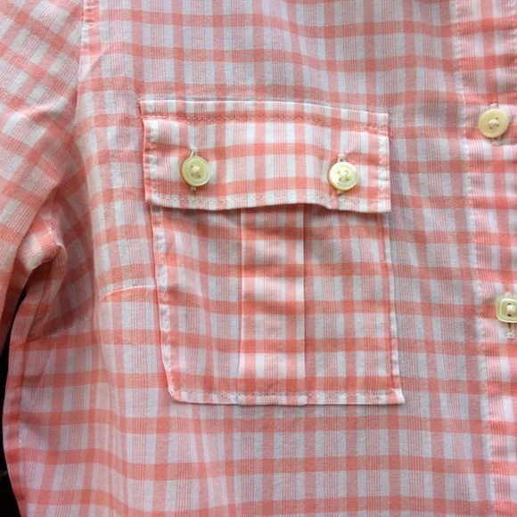 Banana Republic Gingham coral orange button down 100% cotton shirt XS - Picture 10 of 14